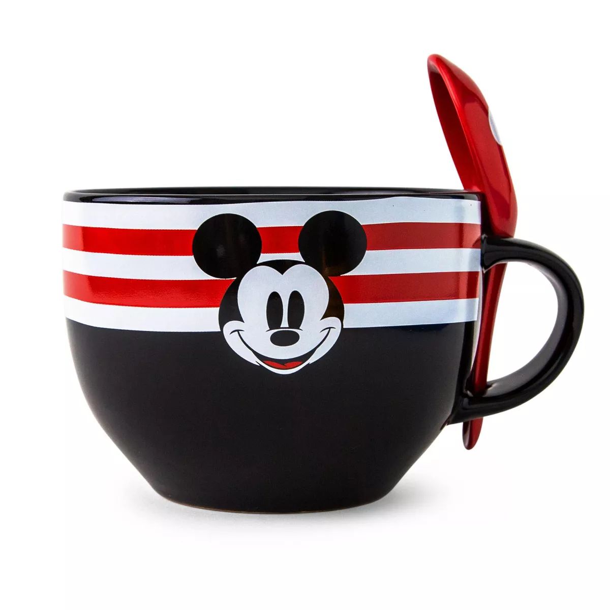 Silver Buffalo Disney Mickey Mouse Red-Striped Ceramic Soup Mug With Spoon | Holds 24 Ounces | Target