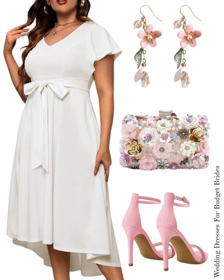 
Bridal shower outfit idea for the bride to be. 

Plus size white dress. Pink high heels. Women’s clothing. Dressy outfit. Amazon dress. Event dress. Floral clutch. Bride to be accessories. Semi formal dresses. Pink heels. Engagement photo shoot dress. Wedding heels. Wedding shoes. Amazon wedding.

#LTKstyletip #LTKwedding #LTKplussize