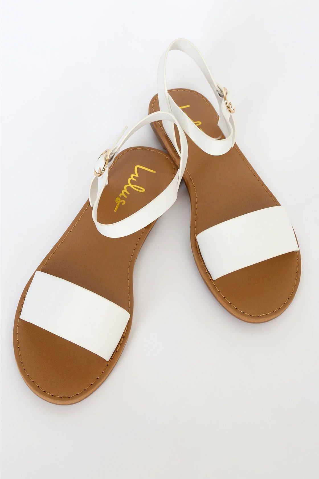 Hearts and Hashtags White Flat Sandals | Lulus (US)