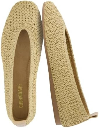 CUSHIONAIRE Gilt Woven Ballet Flats for Women, Lightweight Knit Flats with Memory Foam and Pull O... | Amazon (US)