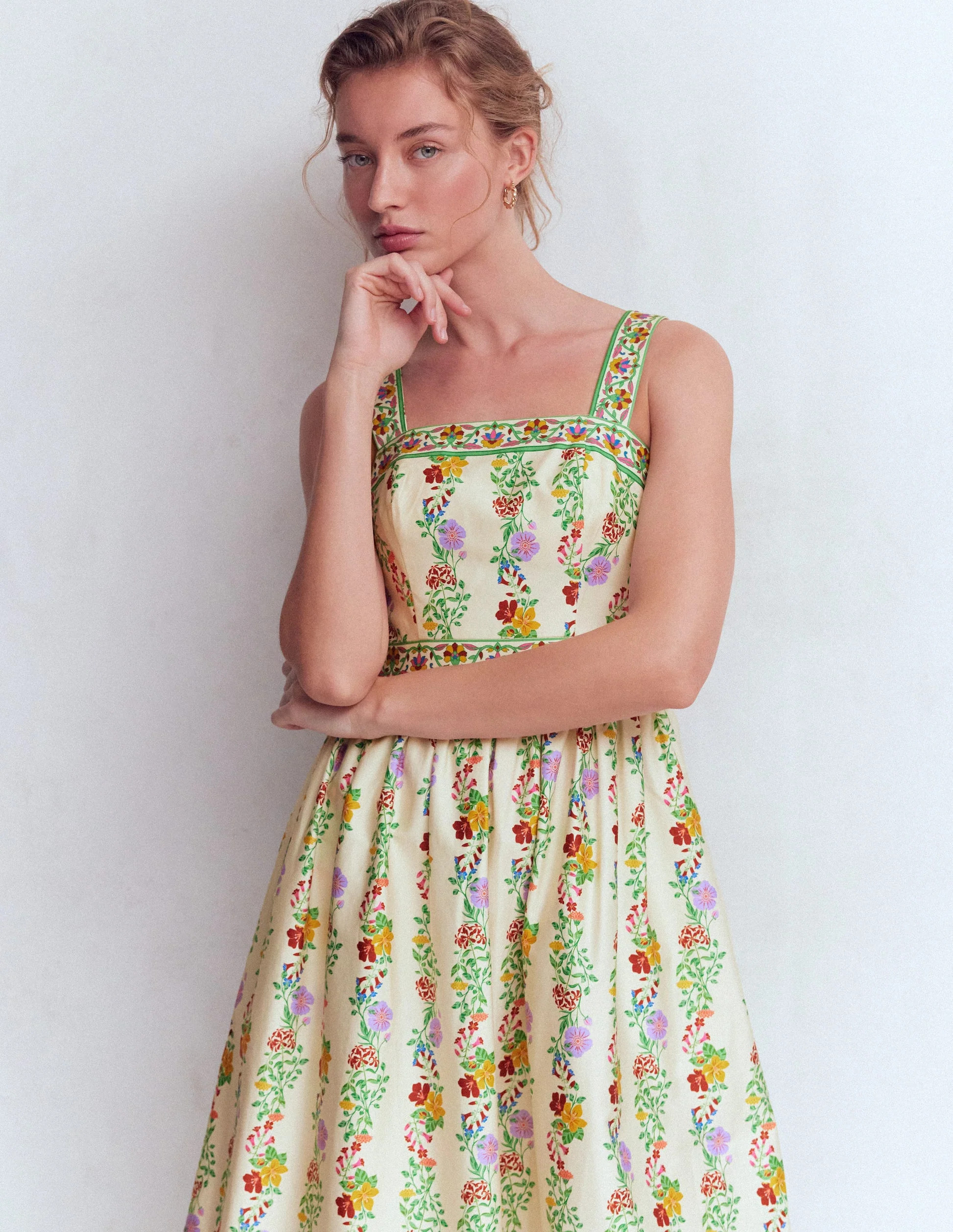 Square Neck Occasion Dress-Ivory, Blossom Trail | Boden UK