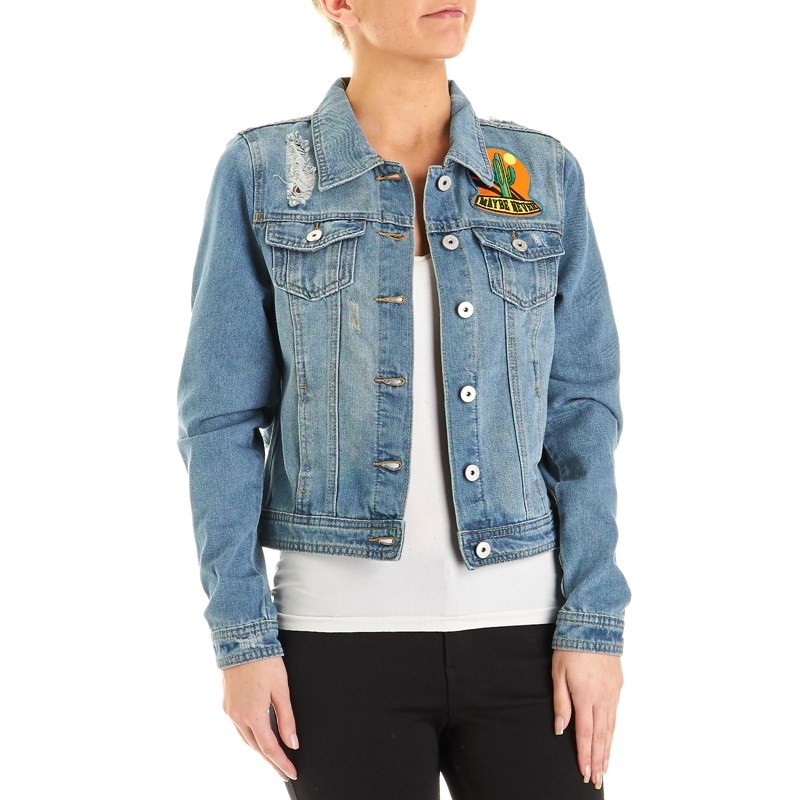 Juniors Ripped Pineapple Patch Denim Jacket | Burlington Coat Factory