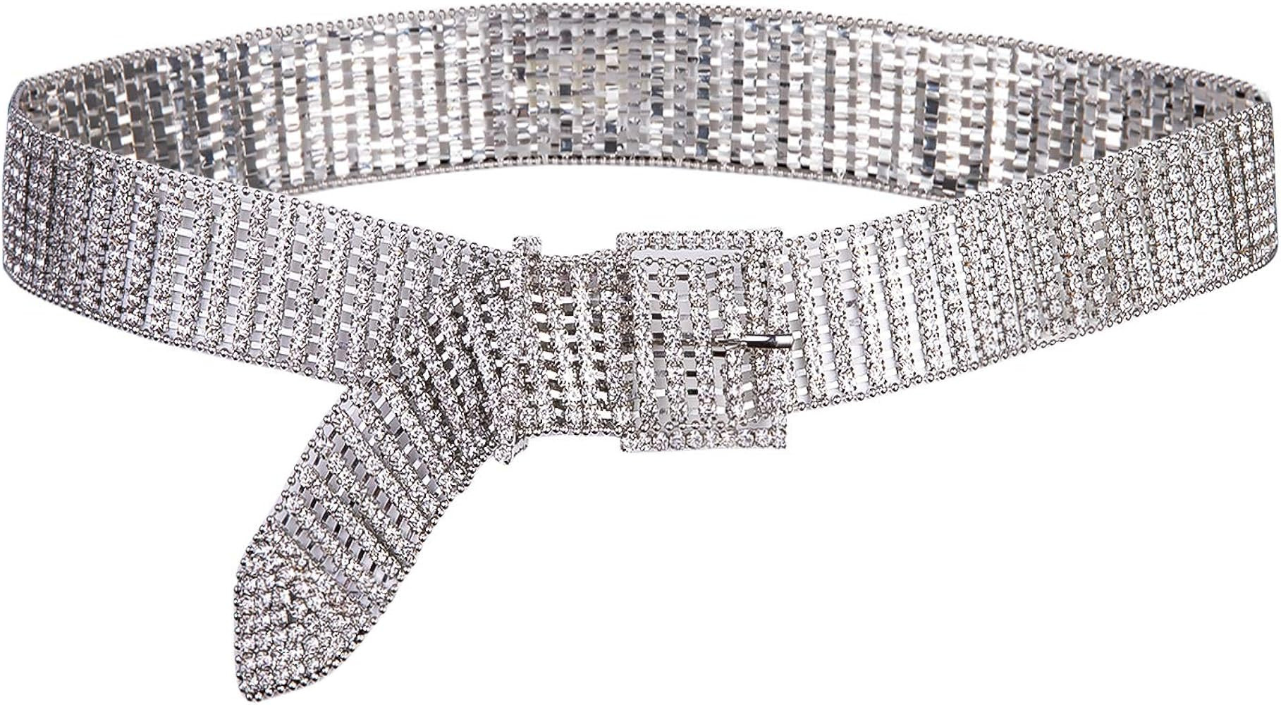 Dubulle Women Diamond Waist Belt with Shiny Rhinestone Crystal Sashes Chain Wedding Belt Bling Br... | Amazon (US)