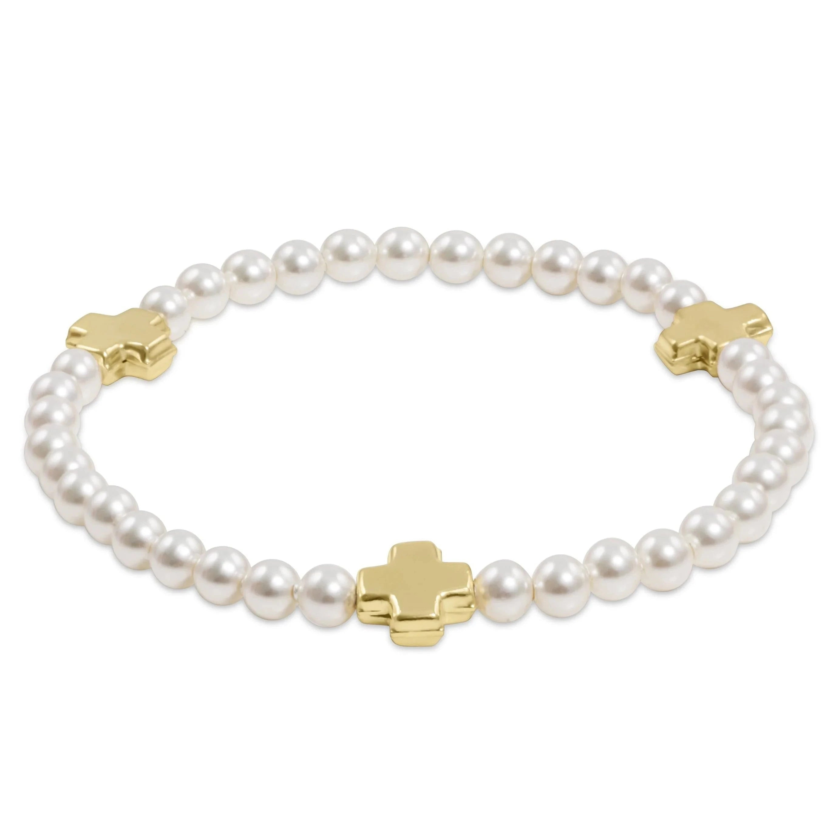 Extends - Signature Cross Pearl Pattern 4mm Bead Bracelet | The Horseshoe Crab