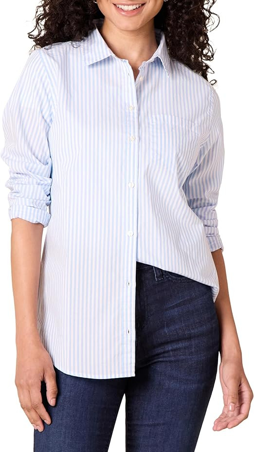 Amazon Essentials Women's Regular-Fit Long-Sleeve Button-Down Poplin Shirt | Amazon (US)