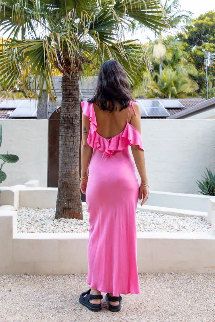 VRG GRL Feminine Muse Bias Cut Maxi Dress // Pink | VRG Grl