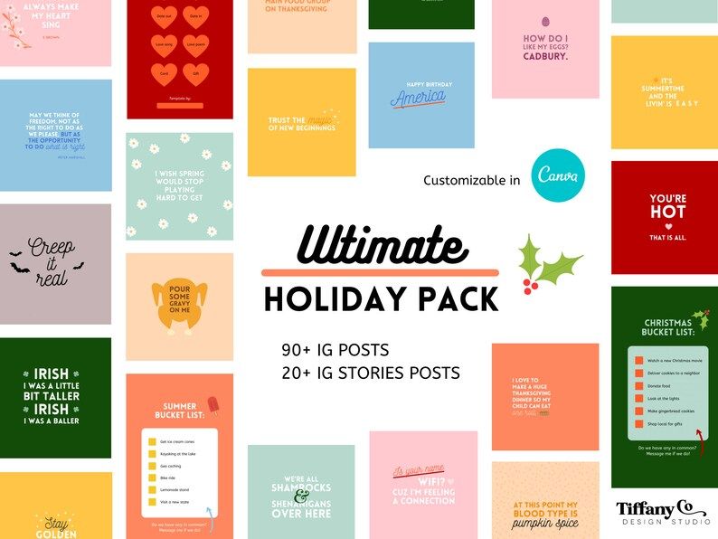 Ultimate Holiday Pack Instagram Templates . holiday instagram templates canva . customizable canv... | Etsy (US)