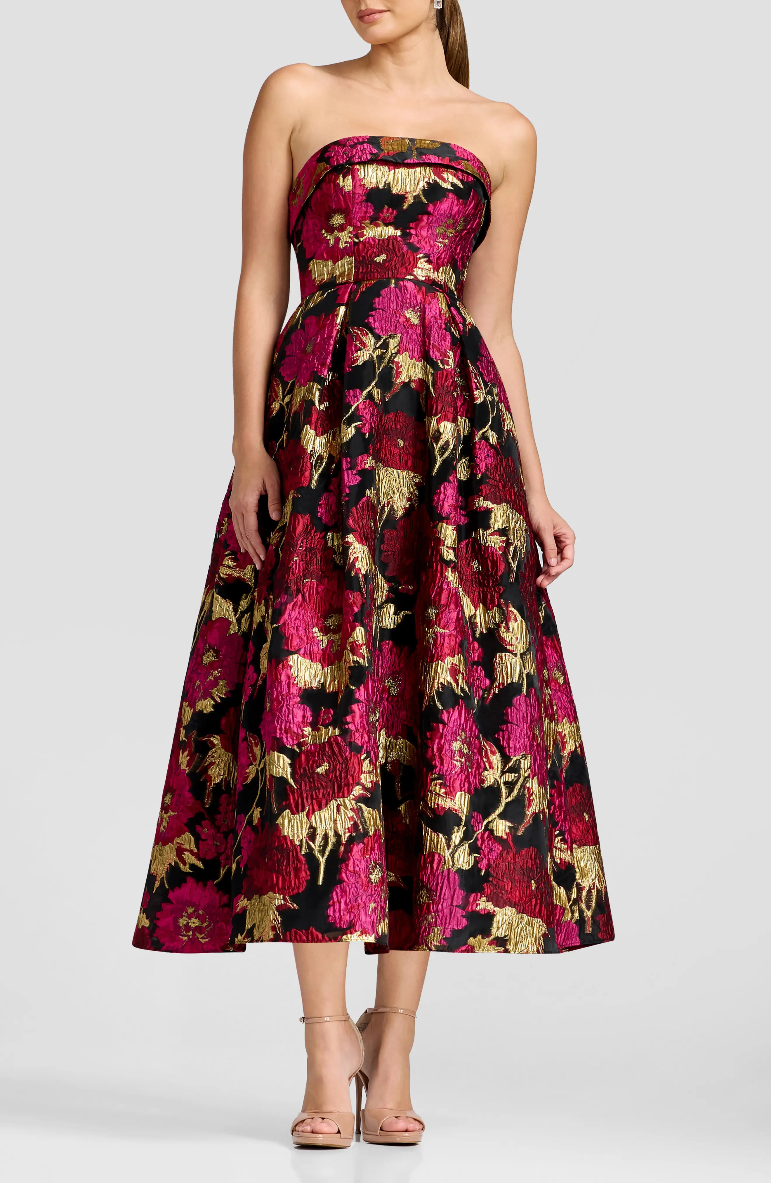 Dress the Population Mika Strapless Metallic Brocade Cocktail Dress (Women) | Nordstrom | Nordstrom