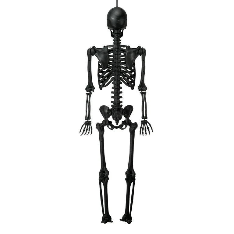 Halloween Black Posable Hanging Skeleton Decoration, 5 ft, by Way To Celebrate | Walmart (US)