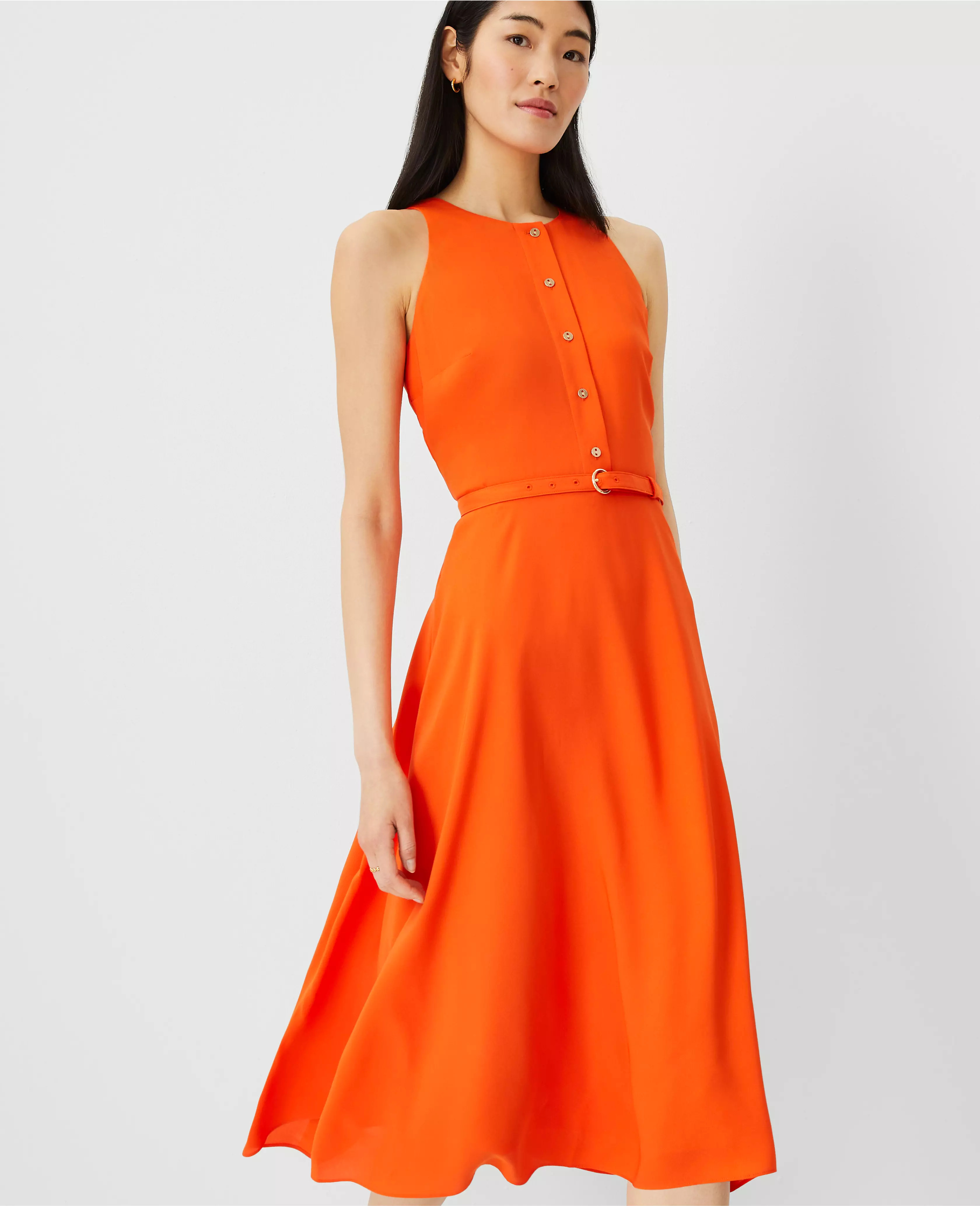Petite Sleeveless Flare Midi Dress | Ann Taylor (US)
