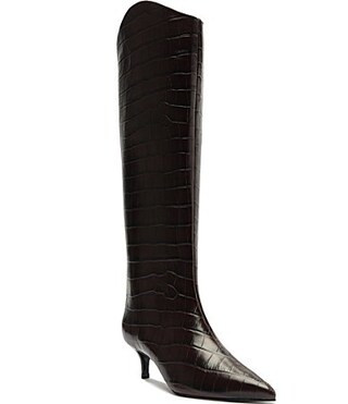 Schutz Maryana Lo Crocodile Embossed Leather Tall Boots - 8 | Dillard's