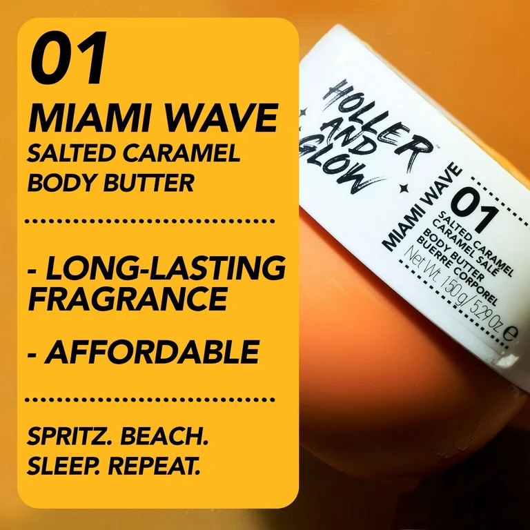 Holler and Glow Miami Wave Salted Caramel Body Butter, 150g/5.29 oz | Walmart (US)
