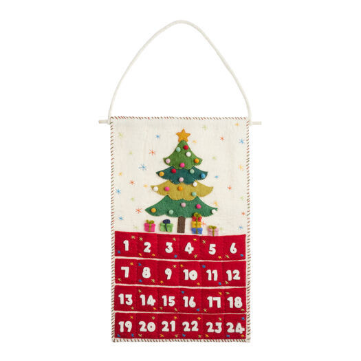 Felted Wool Christmas Tree Advent Calendar Hanging Decor by World Market | World Market