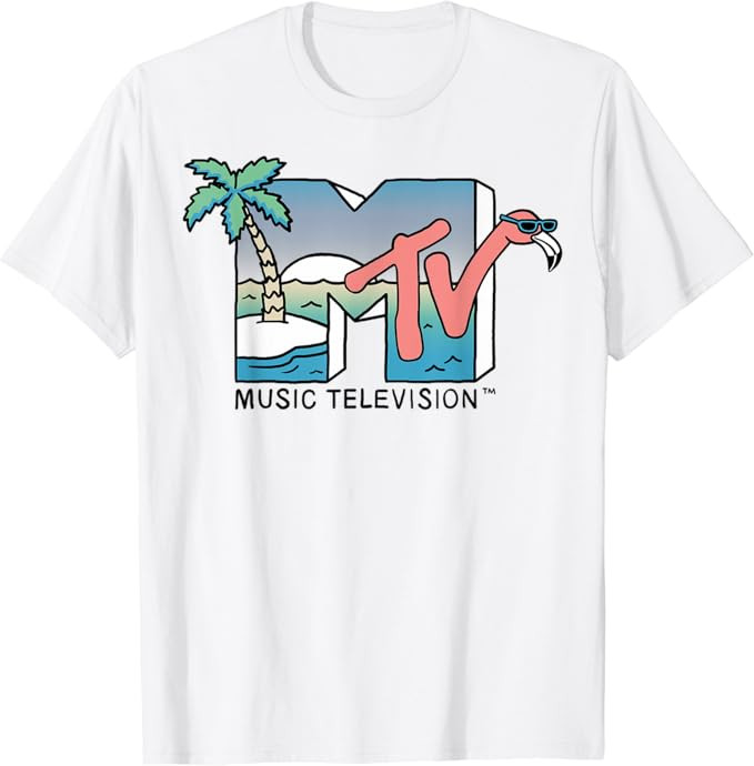 MTV Beach Island Flamingo Logo Vintage Graphic T-Shirt | Amazon (US)