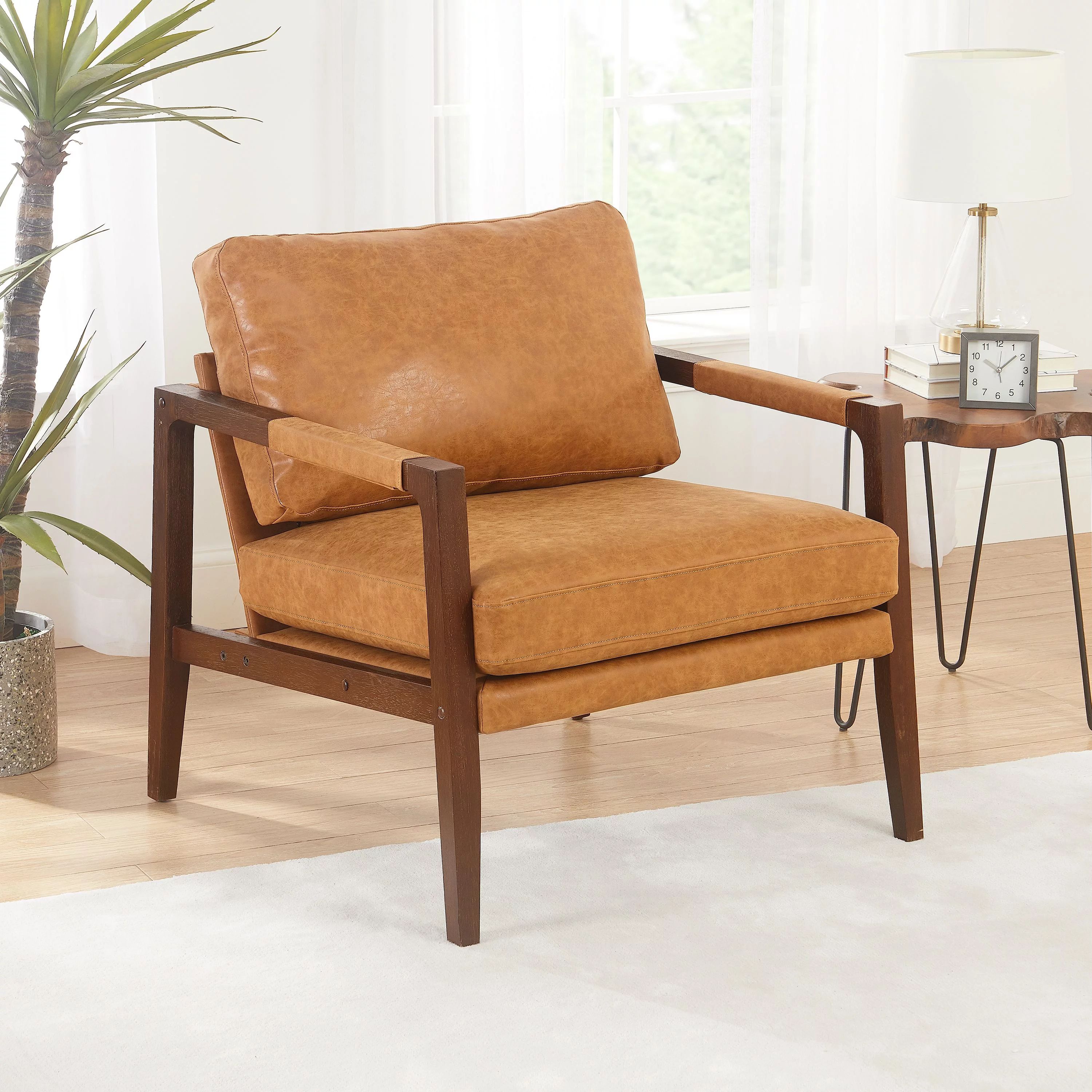 Better Homes & Gardens Blake Lounge Chair, Cognac | Walmart (US)