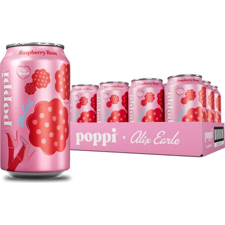 Poppi Alix Earle Raspberry Rose Prebiotic Soda, 12 oz, 12 Pack Cans | Walmart (US)