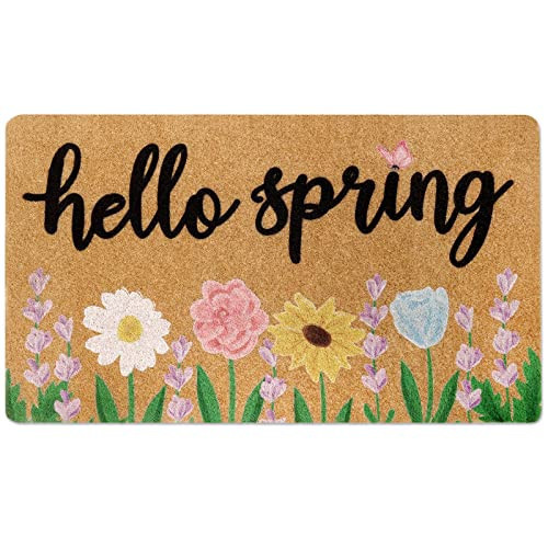 Hello Spring Doormat Indoor Outdoor 17 x 29.5 Inches Home Front Porch Rugs Flower Carpet Gift Bedroom Corridor Entrance Patio Greeting Decoration Supplies | Amazon (US)