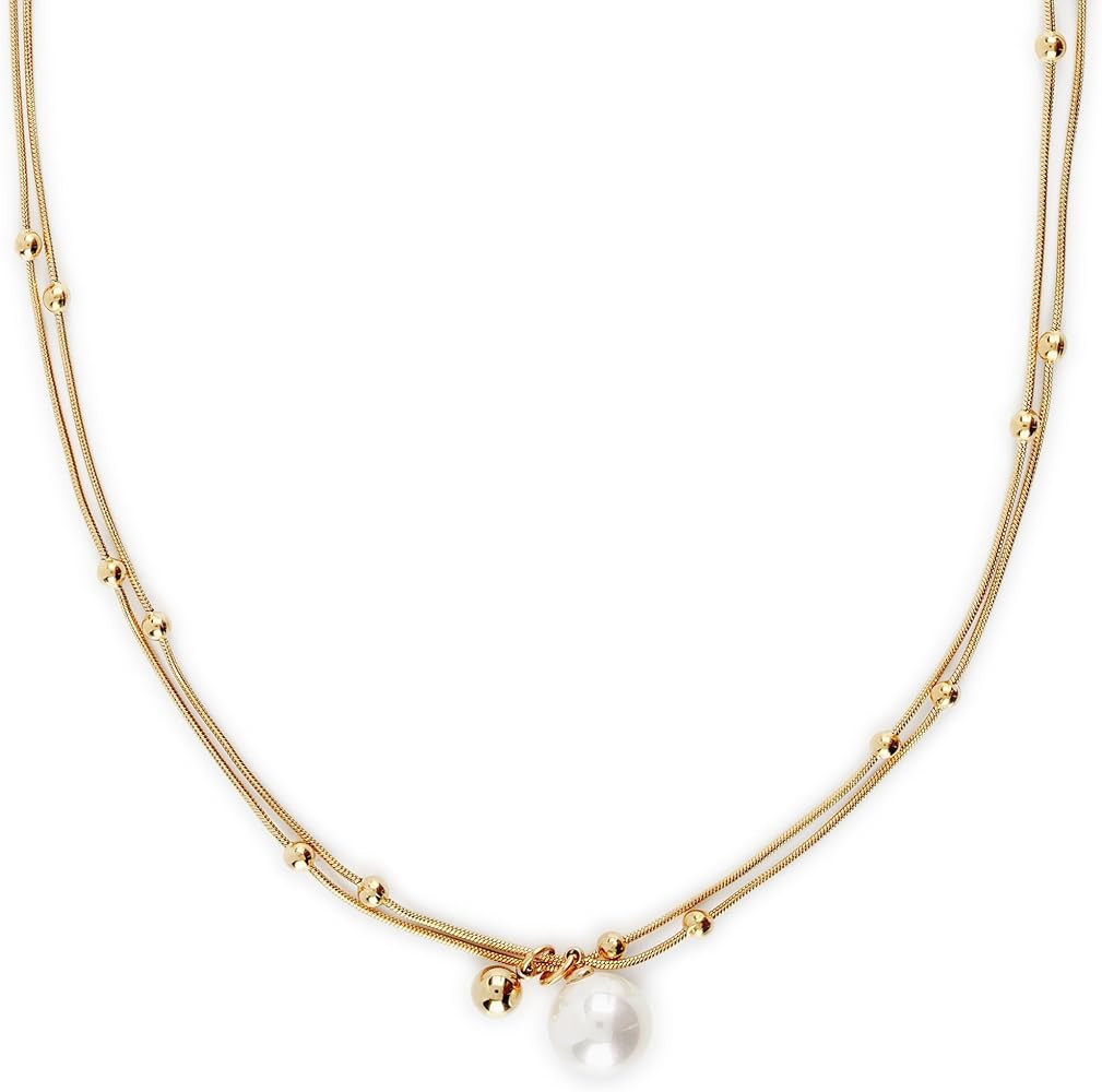 Single Pearl Necklaces | Waterproof Pearl Necklace | Non Tarnish, PVD Coated | 18k Real Gold Plat... | Amazon (US)