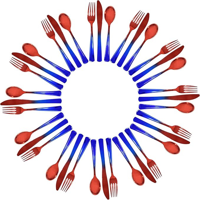 144 Patriotic Plastic Cutlery Set Red Blue Heavy Duty Disposable Silverware for Memorial Day & 4t... | Amazon (US)