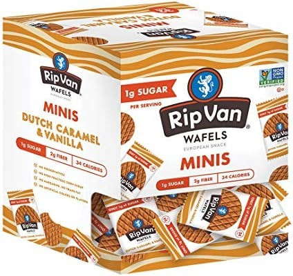 Amazon.com: Rip Van Wafels Dutch Caramel & Vanilla Mini Stroopwafels - Low Carb Snacks (3g Net Ca... | Amazon (US)