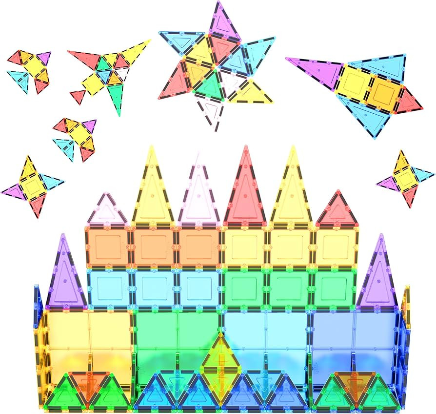 PicassoTiles 60 Piece Set 60pcs Magnet Building Tiles Clear Magnetic 3D Blocks Construction Playb... | Amazon (US)