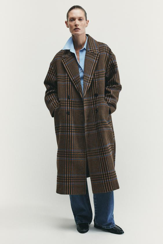OVERSIZED CHECK COAT | Zara UK