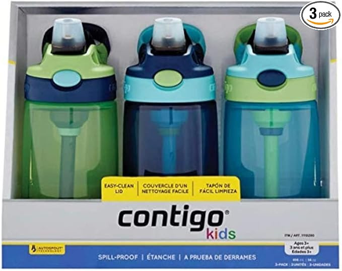 Contigo Kids Water Bottle, 14 oz with Autospout Technology – Spill Proof, Easy-Clean Lid Design... | Amazon (US)