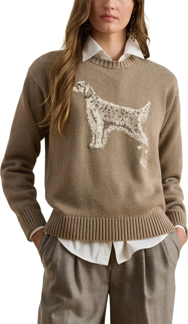 Lauren Ralph Lauren Intarsia English Setter Cotton Sweater | Nordstrom | Nordstrom