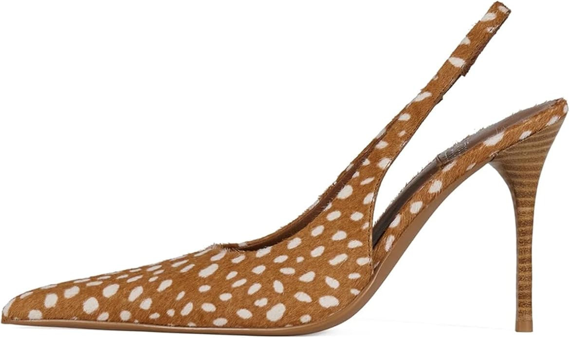 DOEYG Pointed Toe Slingback Heels Pumps for Women Stiletto Kitten Heels Faux Fur Slip on Heel Pum... | Amazon (US)