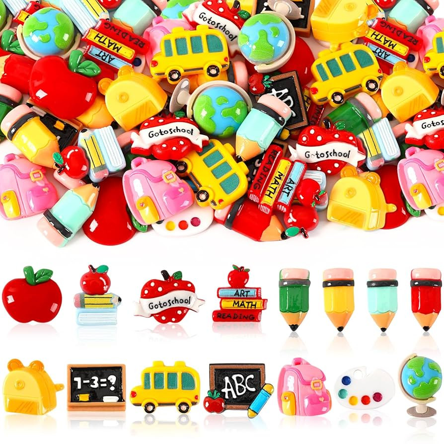Jansun Back to School Resin Charms Pencil Book Blackboard Flatback Resin for DIY Crafts Cell Phon... | Amazon (US)