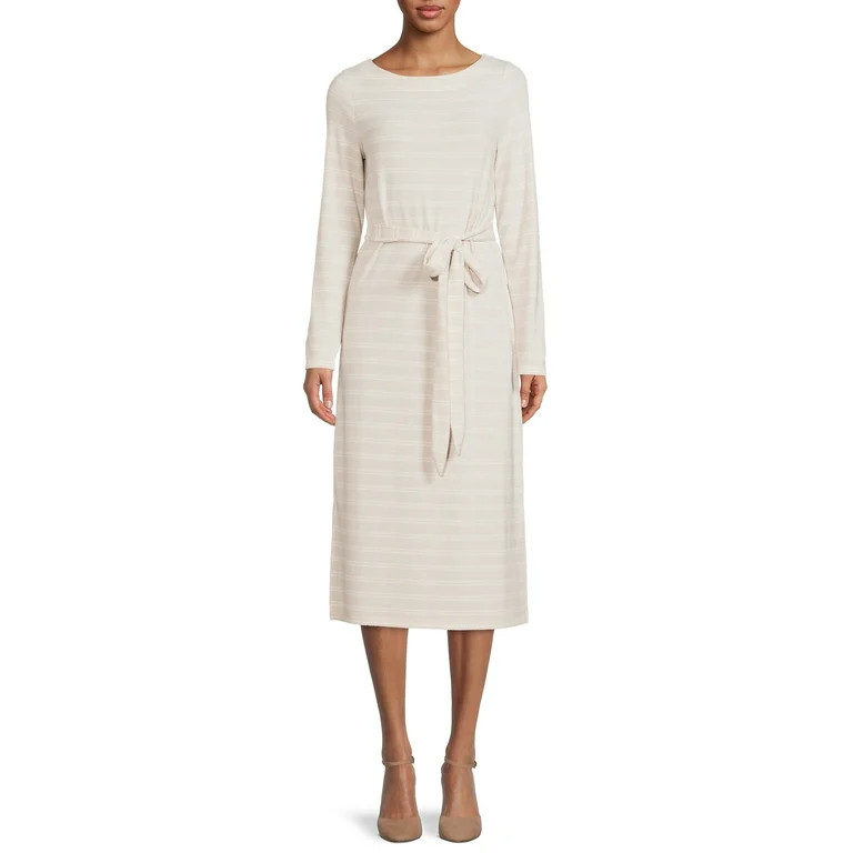 Time and Tru Women's Long Sleeve Hacci Dress | Walmart (US)