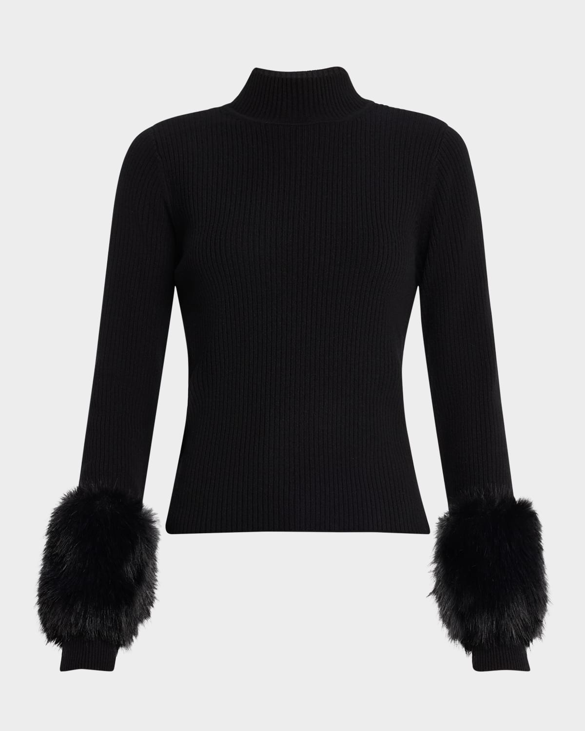 Magnus Turtleneck Sweater with Faux Fur Cuffs | Neiman Marcus