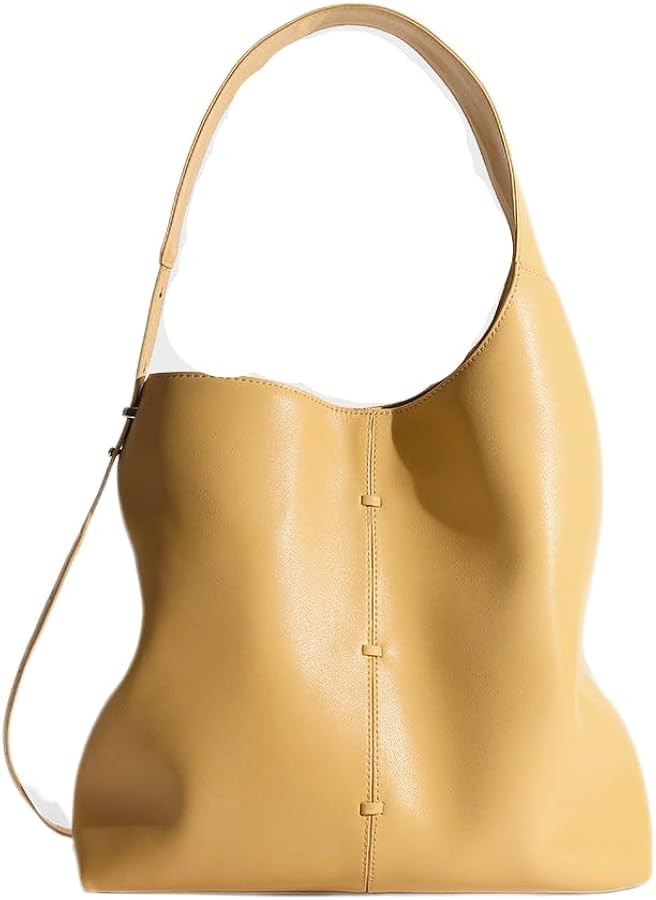 Large capacity women's leather high-end underarm bag portable shoulder bag niche design tote bag | Amazon (US)