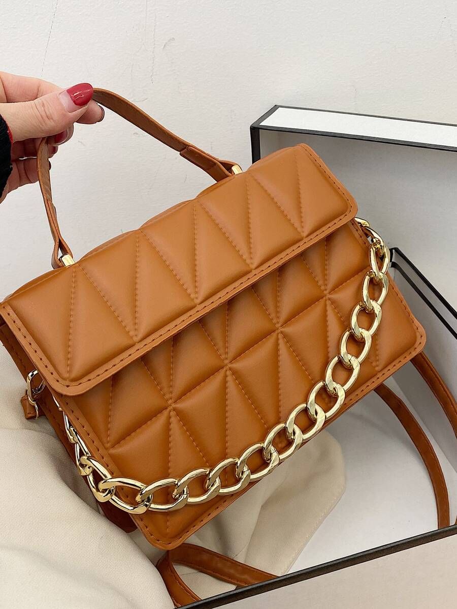 Quilted Chain Flap Square Bag | SHEIN