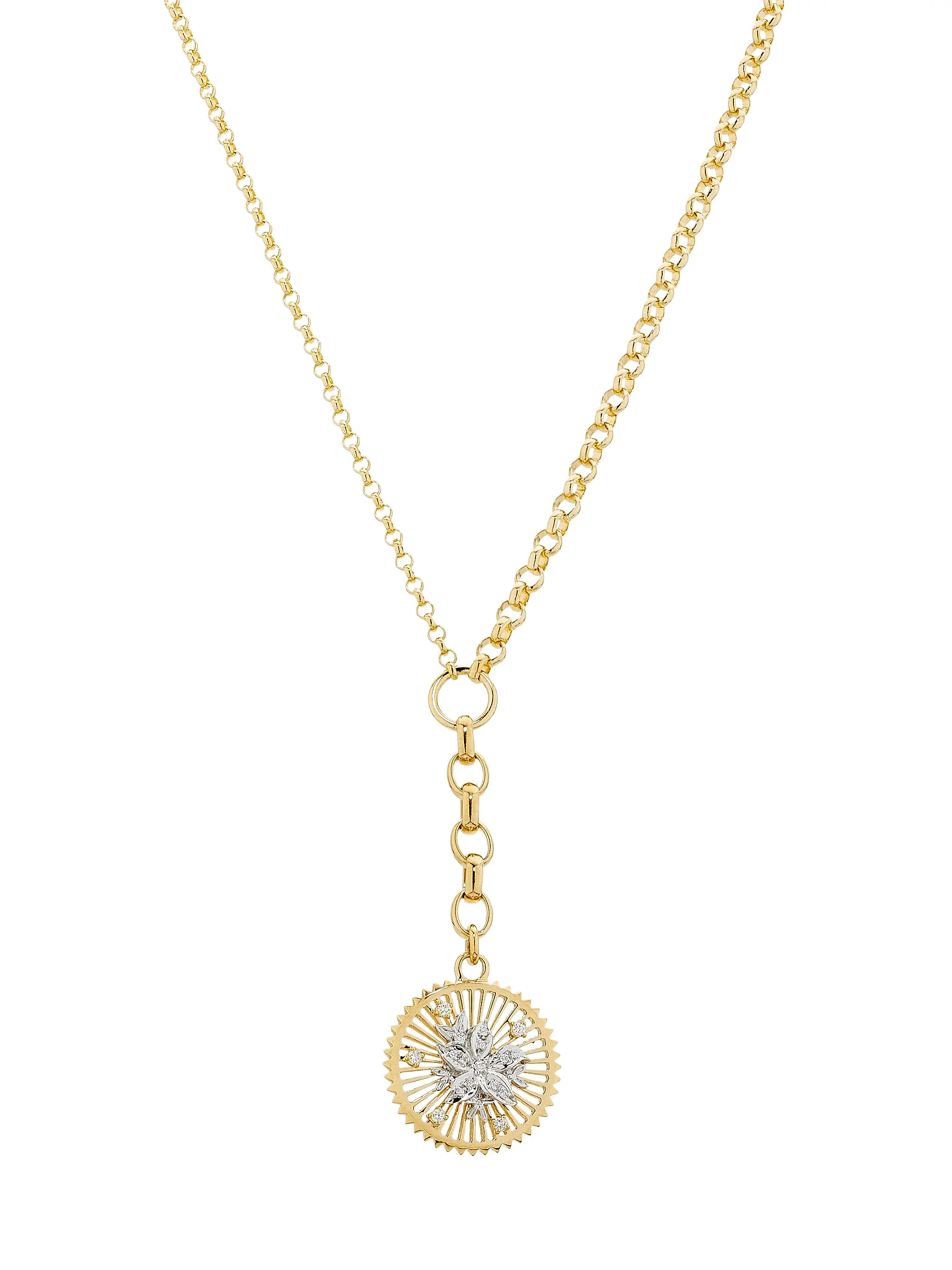 Resilience 18K Yellow & White Gold & 0.14 TCW Diamond Medium Mixed Belcher Chain Necklace | Saks Fifth Avenue
