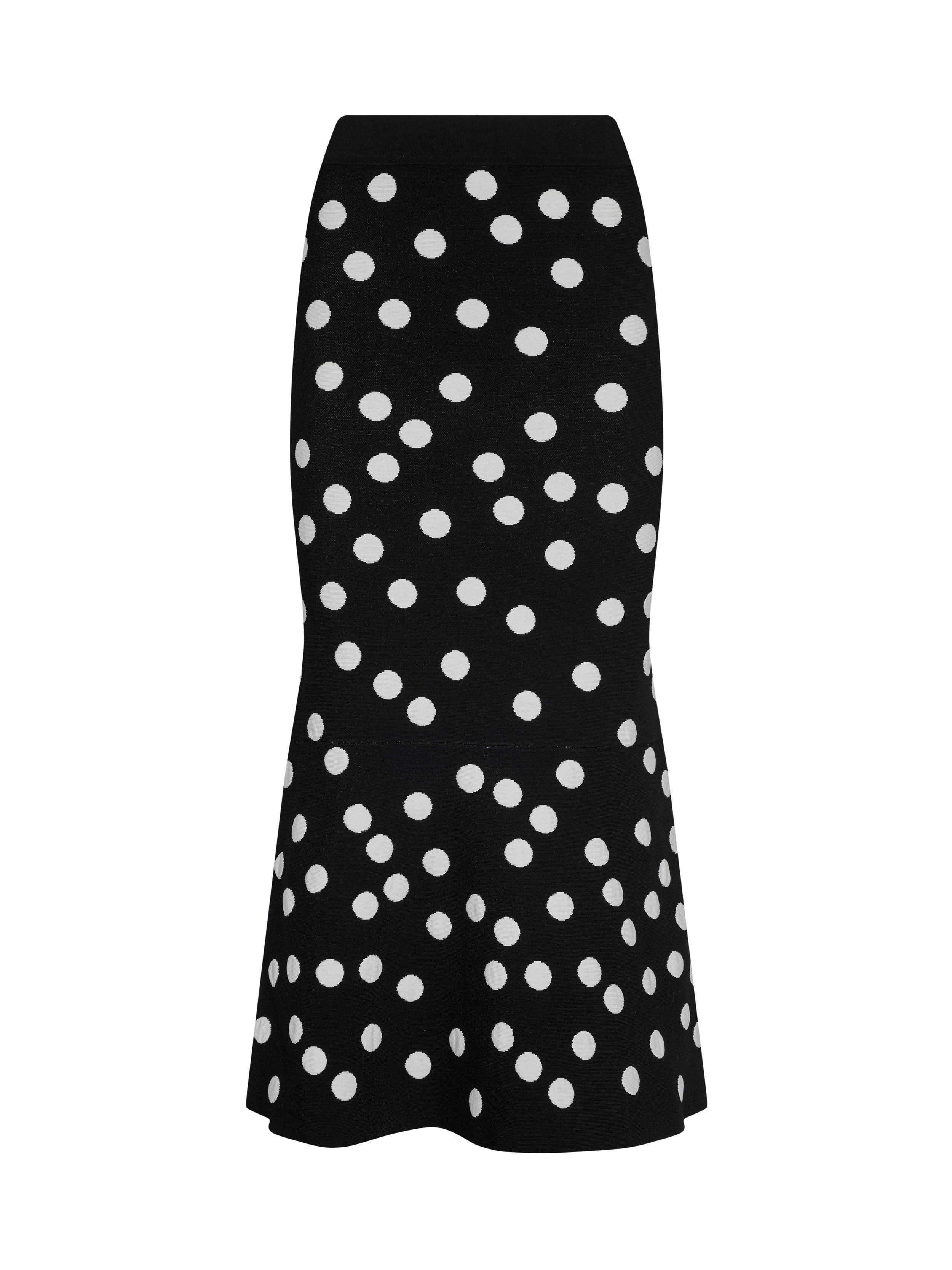 L'AGENCE Mae Knit Flare Skirt In Black/Ecru Polka Dot | L'Agence