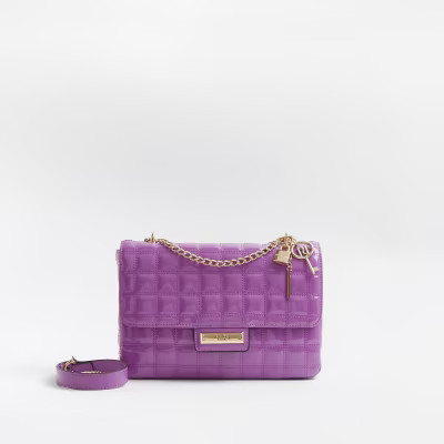 Purple patent quilted shoulder bag | River Island (UK & IE)