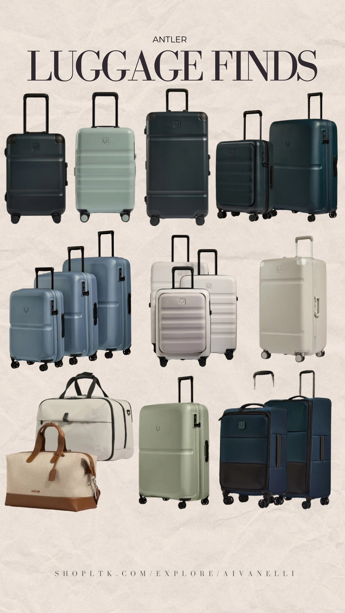 Antler Luggage Favorites

carry-on suitcase
packing cubes
weekender bag
travel toiletry case
neck pillow
luggage tags
compression bags
spinner suitcase
personal item backpack
travel makeup organizer

#LTKStyleTip #LTKTravel #LTKHoliday