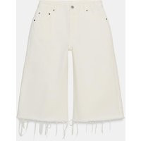 Zara - Zw Collection Frayed Denim Bermuda Shorts - Ecru - 16 - Woman | Zara UK