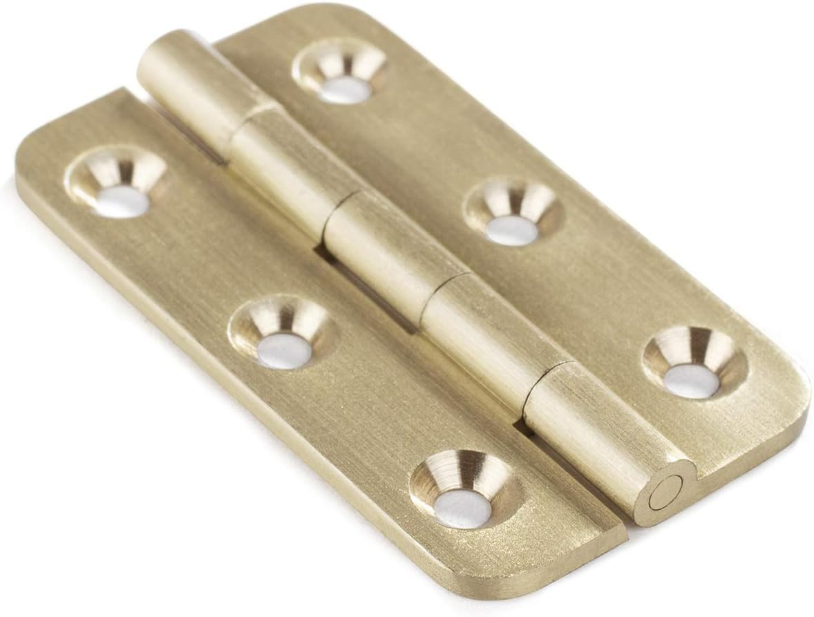 Keenkee 4 PCS Brushed Solid Brass Butt Hinges 2 Inch for Cabinet Doors, Trunks, Wood, Chest Lid, Crafts, Jewelry Box and Small Wooden Boxes, Furnitures, Round Corner Mortise Brass Hinge with Screws | Amazon (US)