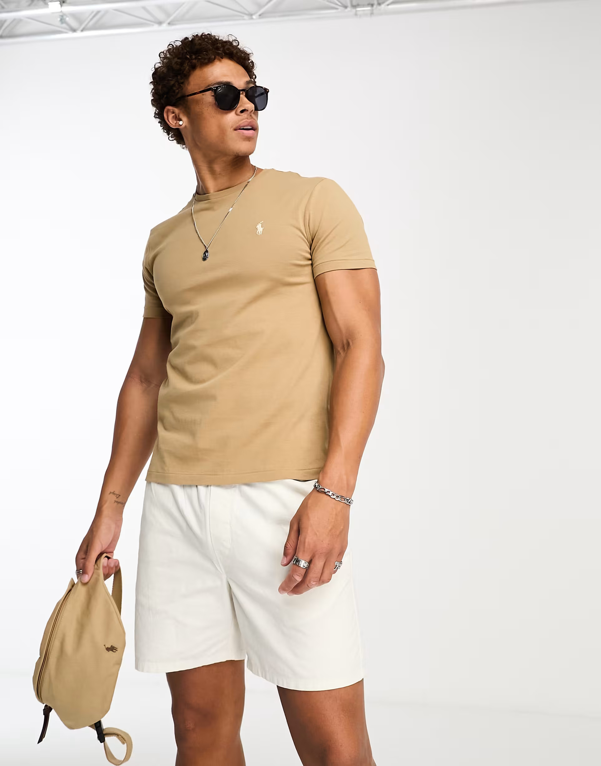 Polo Ralph Lauren icon logo t-shirt custom fit in tan | ASOS (Global)