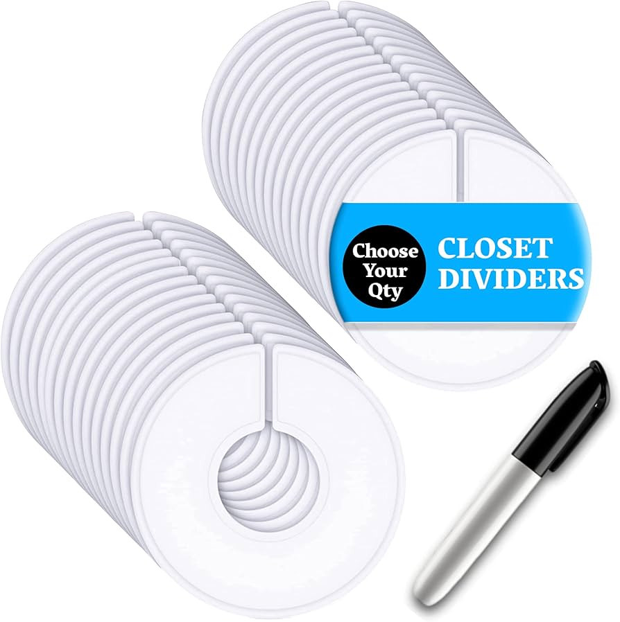 30 Closet Dividers for Hanging Clothes- White Closet Divider Set of 30 | Clothing Rack Dividers, ... | Amazon (US)