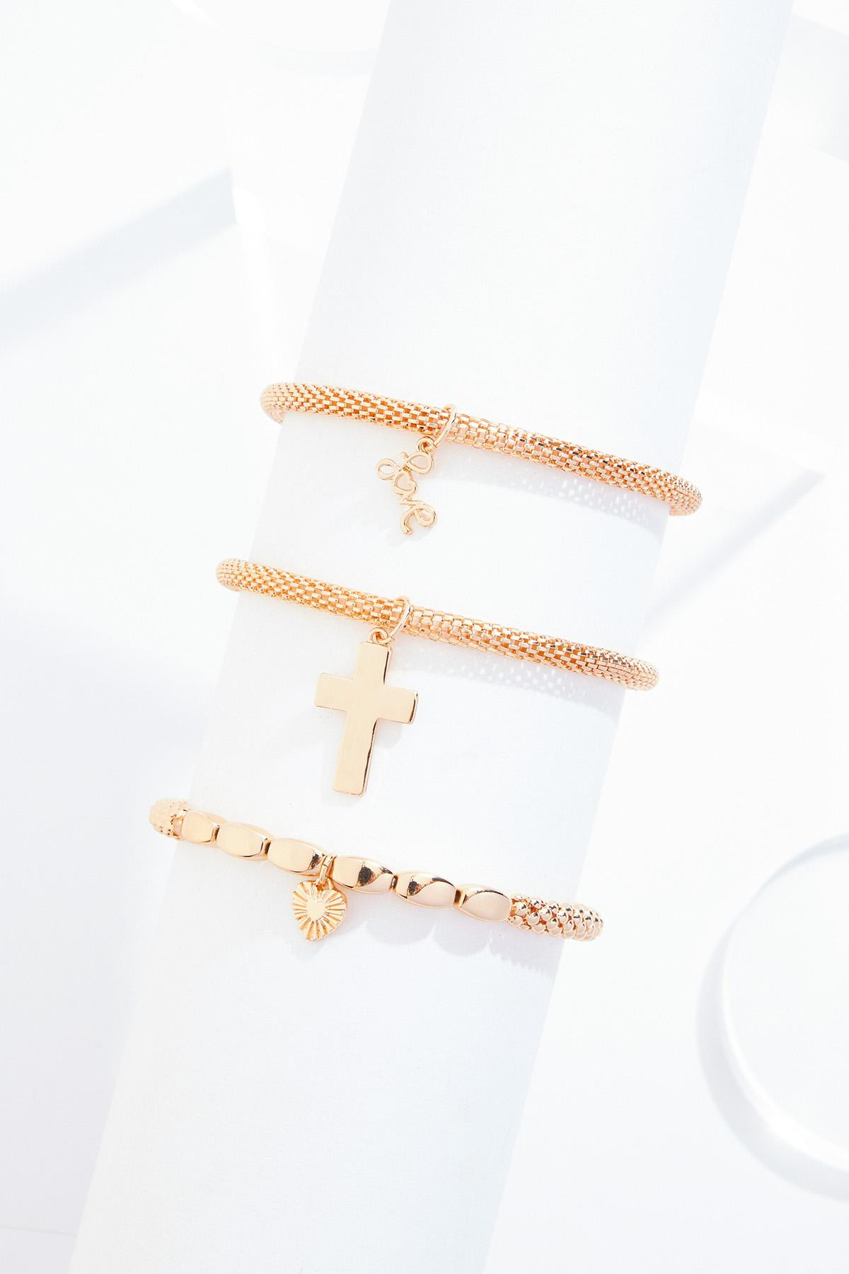 Thick Stretch Chain Cross Bracelet Set | Cato Fashions