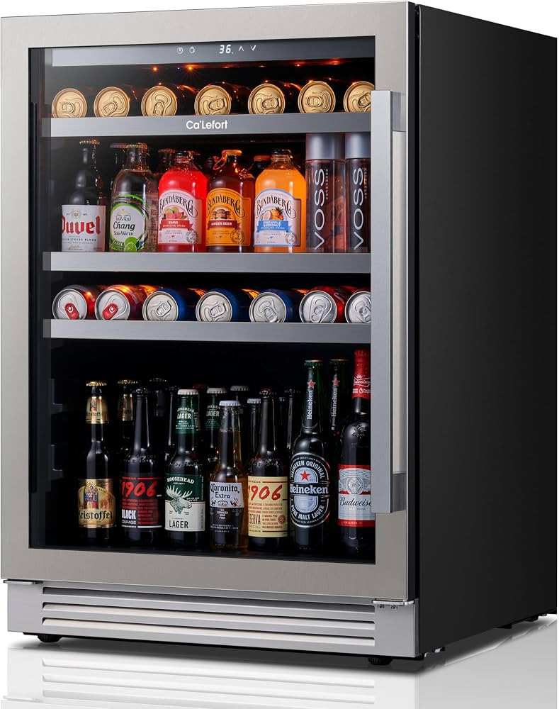 Ca'Lefort Beverage Refrigerator 24 Inch, 180 Cans Mini Fridge with Double Glass Door, Built-in or... | Amazon (US)