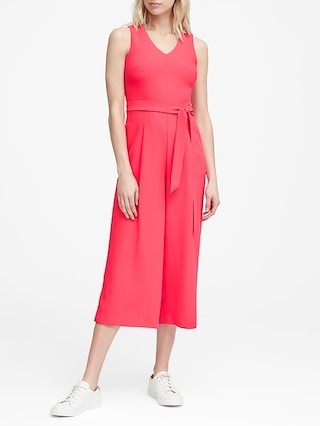 Cropped V-Neck Jumpsuit | Banana Republic US