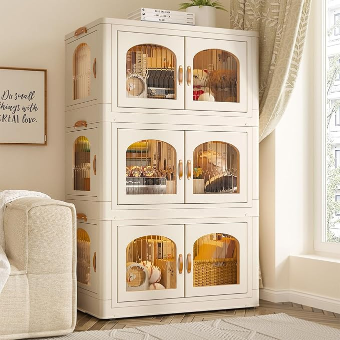 EnHomee 75GAL Storage Bins with Lids Large Stackable Storage Bins with Wheels and Door Storage Co... | Amazon (US)