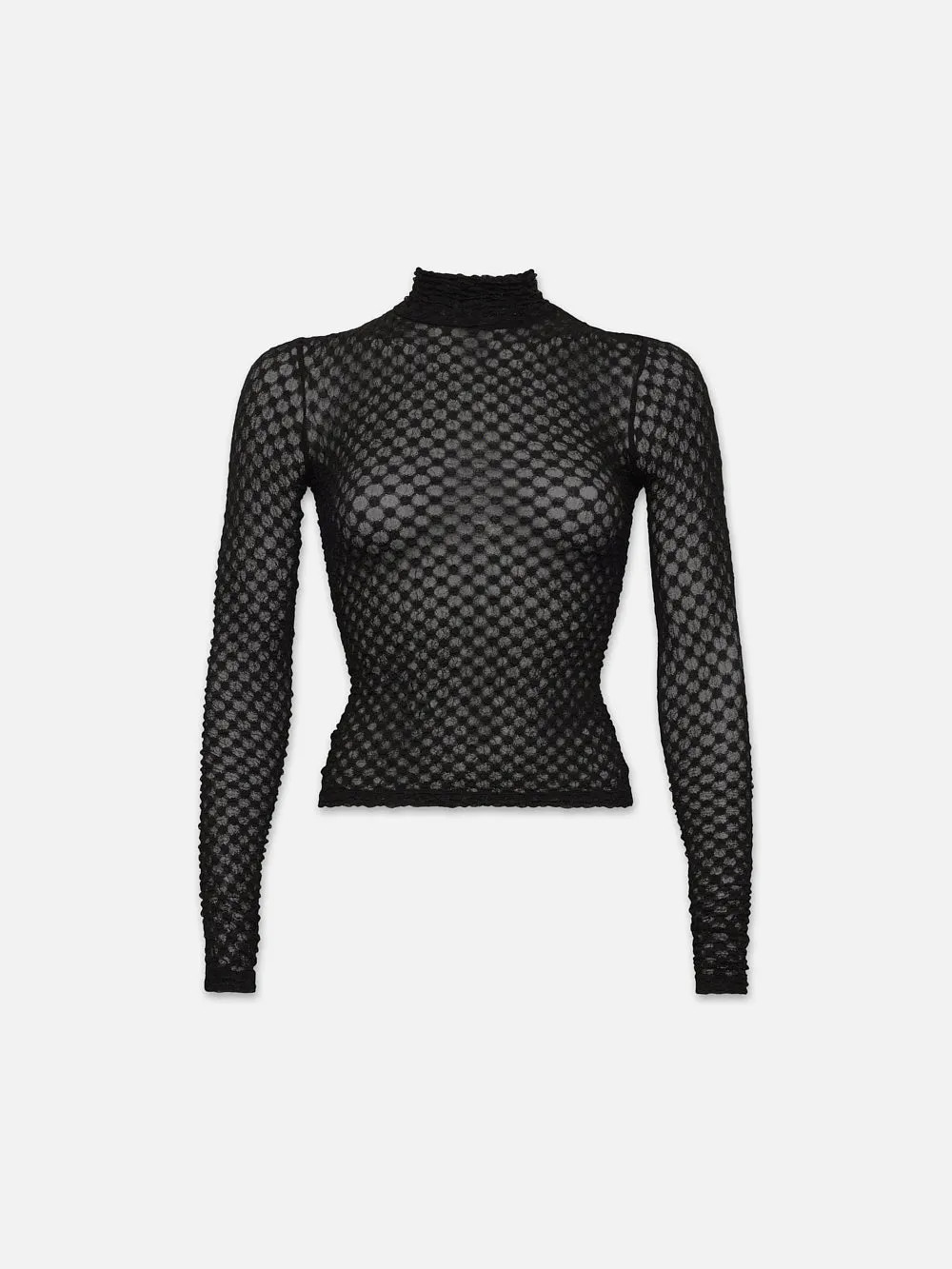 Mesh Lace Turtleneck  in  Noir | Frame Denim