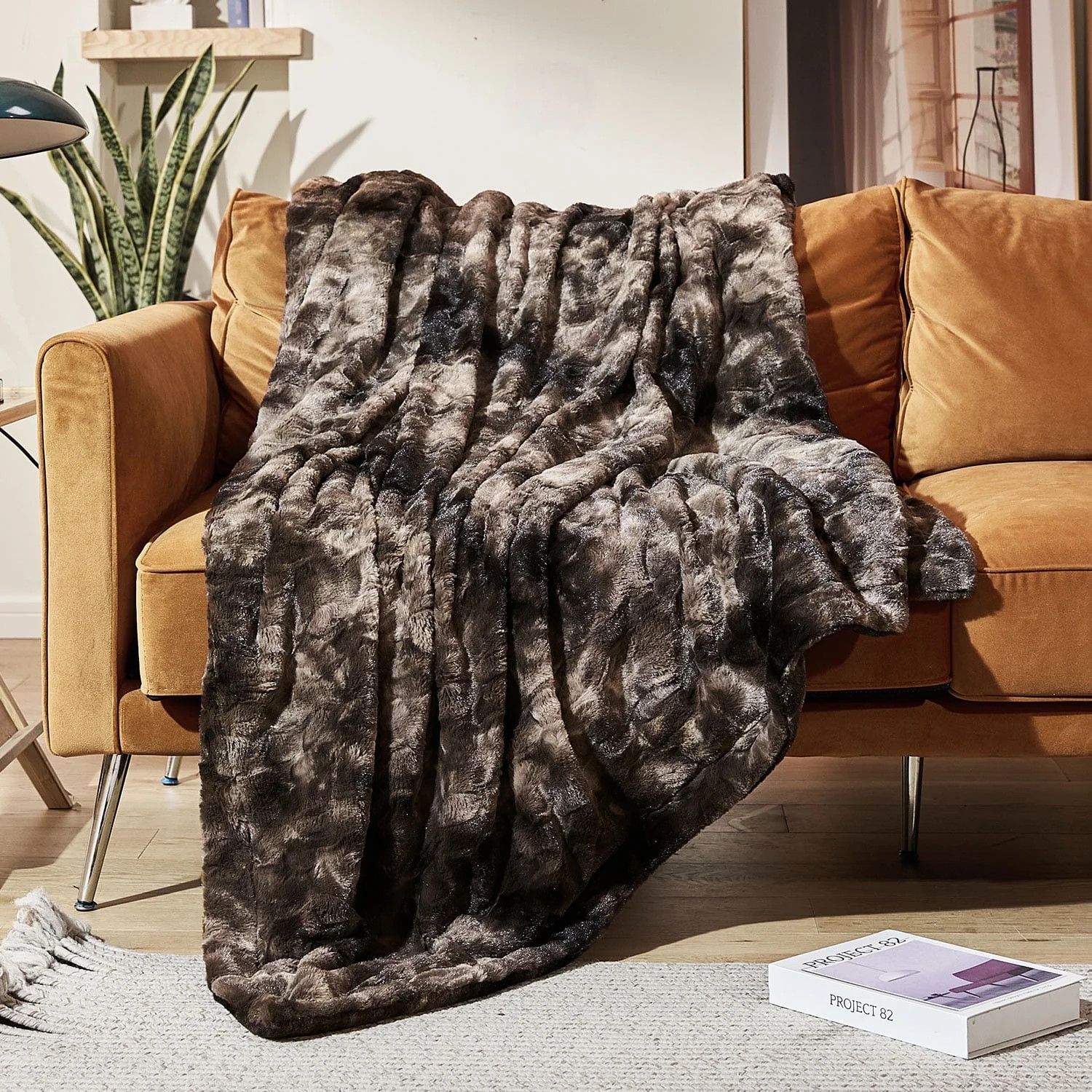 MOOFUN Faux Rabbit Fur Throw Blanket- 50x60 inches, Soft Fluffy Cozy Warm Fuzzy Machine Washable,... | Walmart (US)