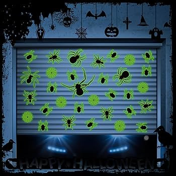 32 Pcs Halloween Garage Door Decorations Magnets Glow in the Dark Black Bats Spider Garage Door M... | Amazon (US)