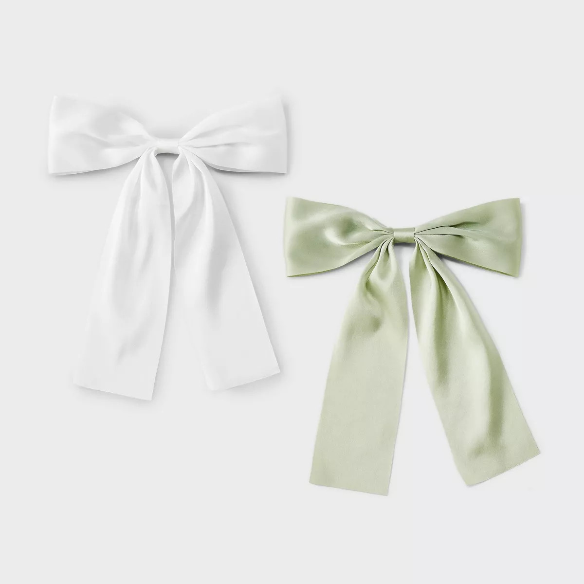 Satin Bow Hair Barrette Clip Set 2pc - Wild Fable™ Green/White | Target